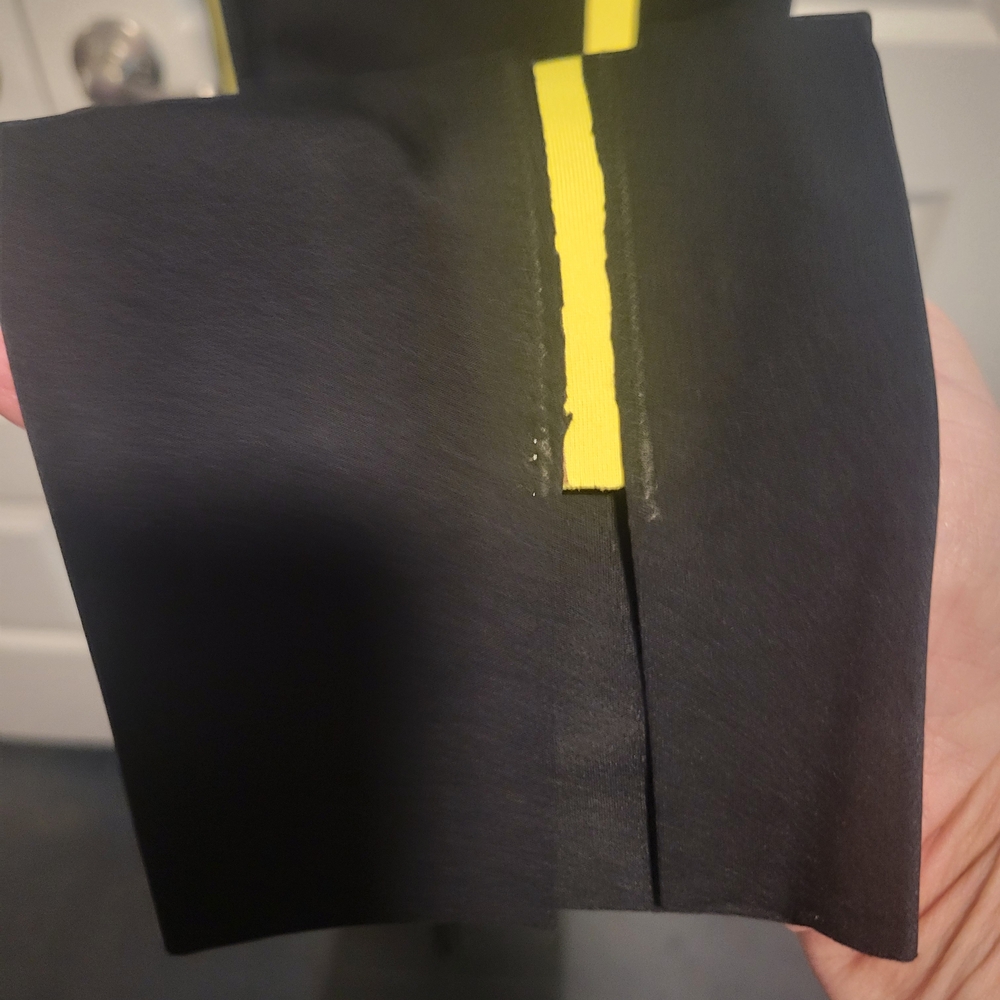 ZYIA Active Black and Yellow Neon Stripe 7/8 Leggings - Picture 5 of 7